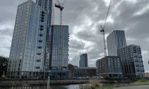 The nearly completed apartments that will form a key part of the Central Quay development, which is being built where the Brains Brewery once stood