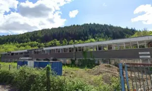The disused unit in Newtown Industrial Estate, Crosskeys, pictured in May 2023