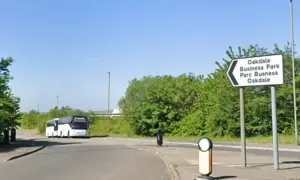 The entrance to Oakdale Business Park, pictured in May 2025