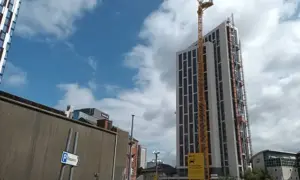 The nearly completed Guildford Crescent apartments in Cardiff