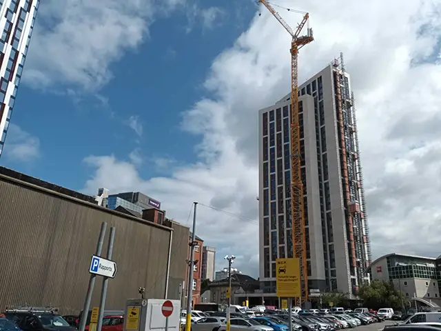 The nearly completed Guildford Crescent apartments in Cardiff
