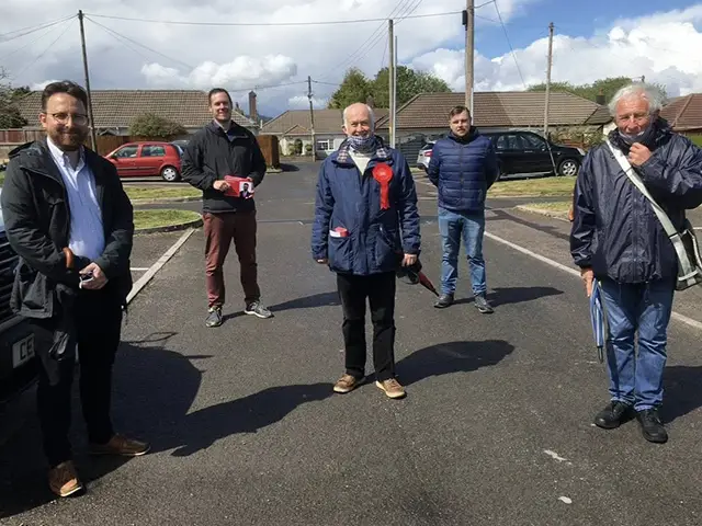 From left: Hefin David, Cllr Jamie Pritchard, Wayne David, Cllr Shayne Cook, and Hefin's father Wynne David