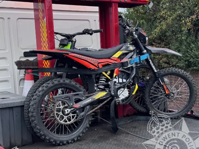 One of the off-road bikes seized by Gwent Police