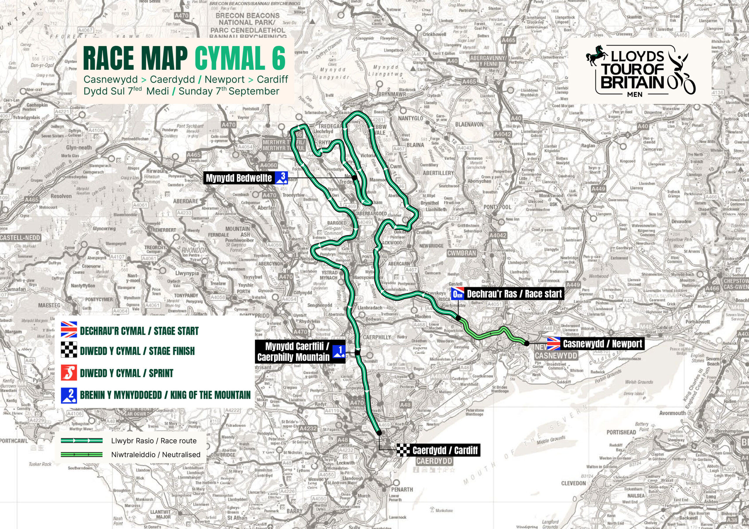 The route map for the final stage of the 2025 Tour of Britain