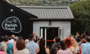 Project manager Steve Knapton speaking at the opening of the Trethomas Life Centre