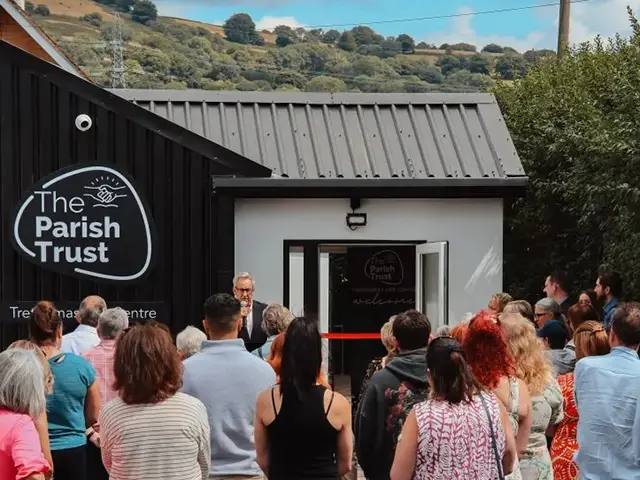 Project manager Steve Knapton speaking at the opening of the Trethomas Life Centre