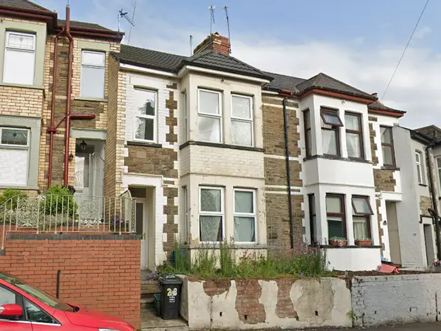 28 Brynglas Road (centre), Newport, pictured in June 2025