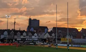 Dragons during their URC clash with Ulster at Rodney Parade in March 2025