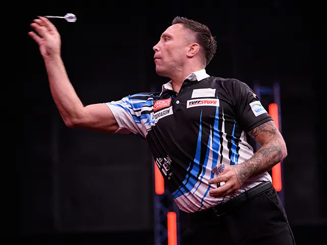 Gerwyn Price at the World Series of Darts Finals in Amsterdam