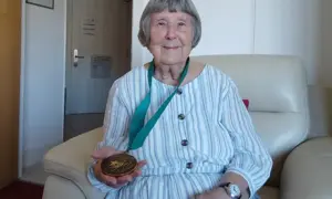 Mary Gittins with her Paralympic bronze medal