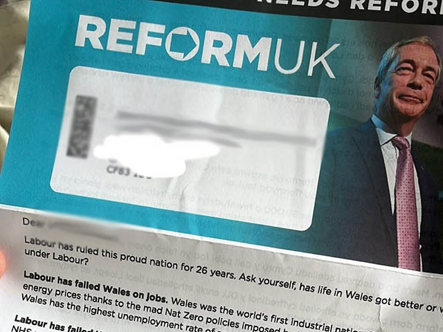 The Reform UK campaign letter received on the day of Hefin David's funeral