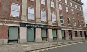 The former Information Station, Queensway, Newport, pictured in June 2025