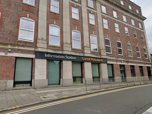 The former Information Station, Queensway, Newport, pictured in June 2025
