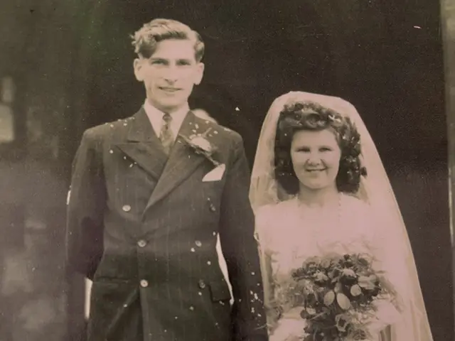 Joan and Beres on their wedding day