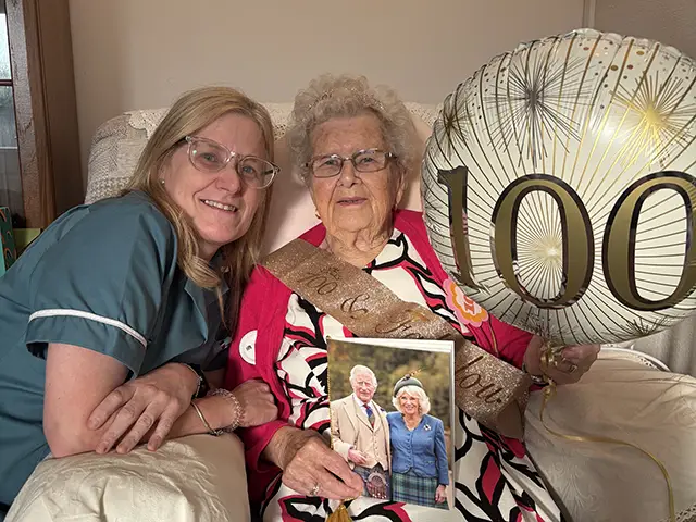 Joan with carer Sue Pritchard