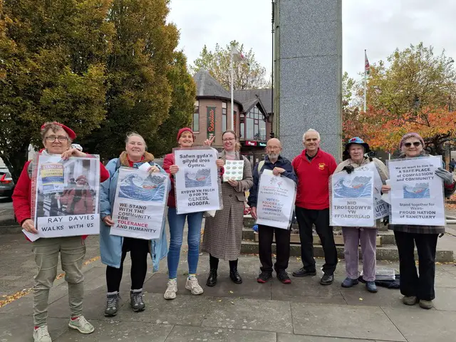 Some of the pro-Nation of Sanctuary demonstrators in Caerphilly