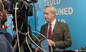 Reform UK leader Nigel Farage in Caerphilly