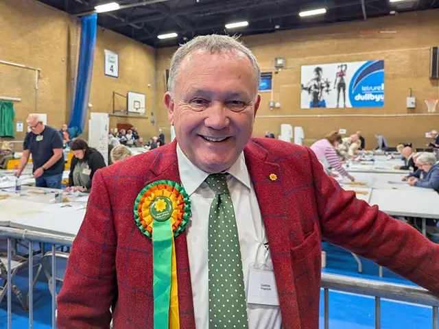 Plaid Cymru candidate Linsday Whittle at the count