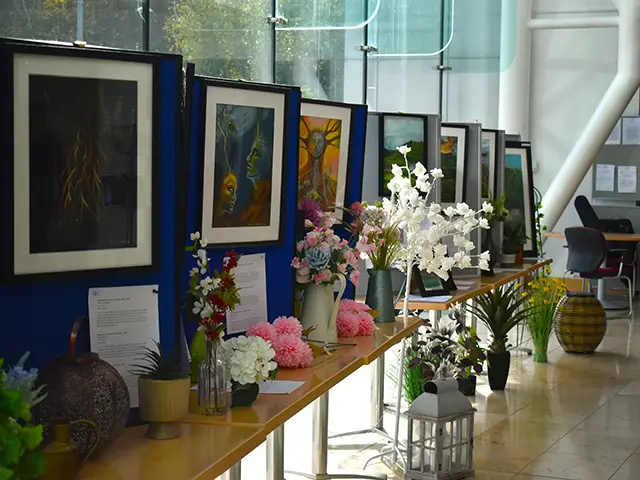 Olesia Miftahova's work on display at the council's headquarters