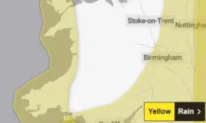 A yellow weather warning for rain has been issued by the Met Office for Thursday October 23