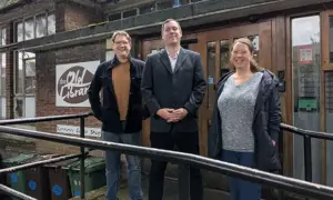 Ed and Angela Crabtree with Cllr Jamie Pritchard, centre