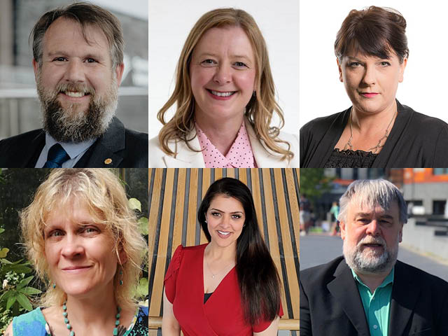 From left clockwise: Peredur Owen Griffiths, Jayne Bryant, Rhianon Passmore, Mike Hamilton, Natasha Asghar, Rachel Roberts