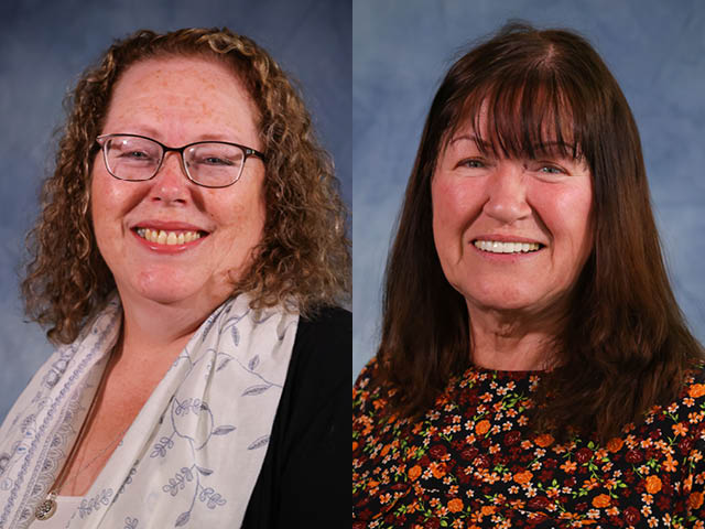 Hengoed's Plaid Cymru councillors Donna Cushing, left, and Teresa Parry