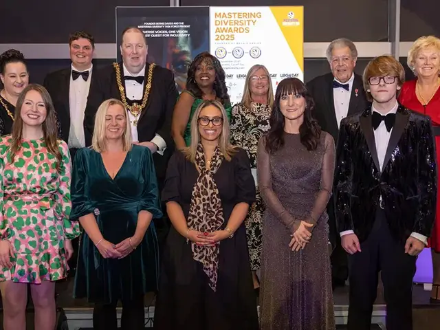 Welsh ICE CEO Lesley Williams, front left, at the awards ceremony