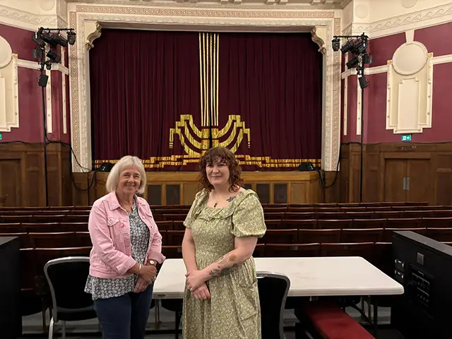 Ruth Jones MP, left, and Ally Gibson at Newbridge Memo