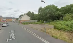 The site of the former Nelson and Llancaiach Railway Station on Tawel Fan, pictured in July 2021