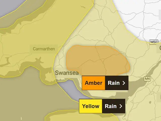 An amber warning for rain has been issued by the Met Office for Tuesday December 9