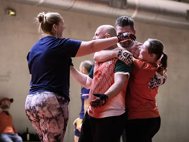 Members of the Welsh Wallball Association celebrating during the tournament