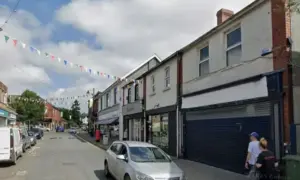 115 High Street (on the right), Blackwood, pictured in June 2025