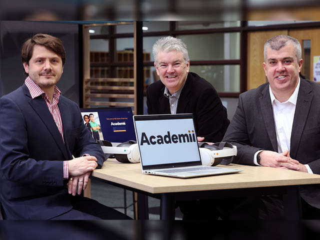 From left: Richard Immergluck of Academii, Development Bank of Wales' Andy Morris, and Academii founder Steve Lanigan