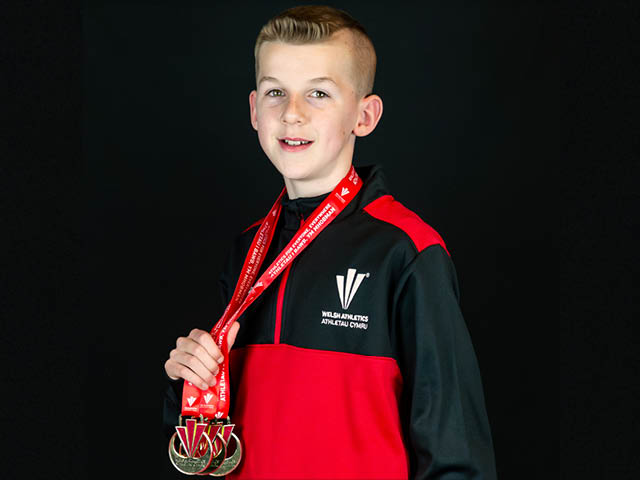 Jayden Jones achieved success at the Welsh National Indoor Athletics Championships