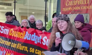 Mariam Kamish (front, with megaphone)