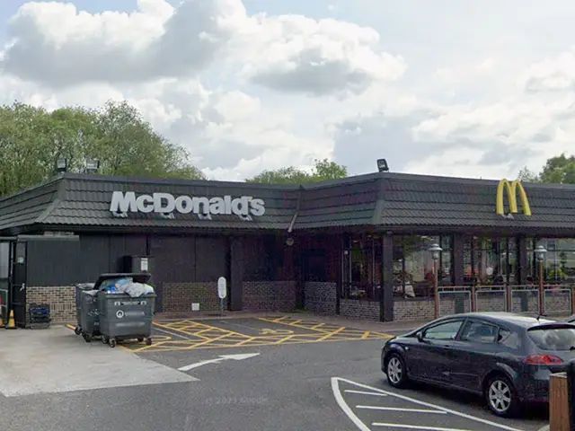The McDonald's restaurant at Crossways, Caerphilly, pictured in May 2023
