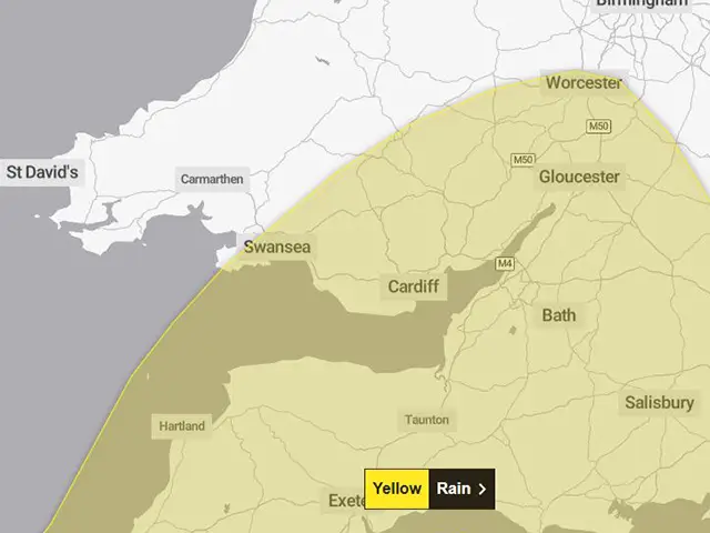 A yellow rain warning has been issued by the Met Office for Thursday January 15