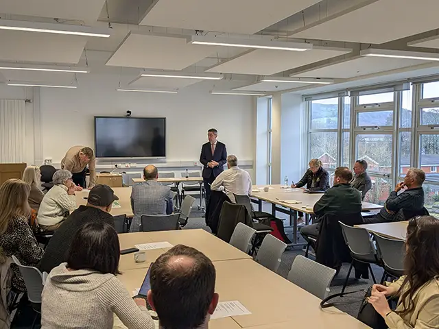 Chris Evans MP speaking to members of Caerphilly Business Club