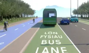 Artist impression of active travel corridors between Cardiff and Newport