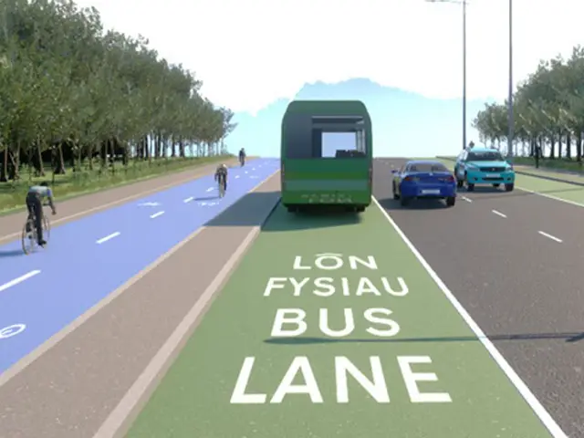 Artist impression of active travel corridors between Cardiff and Newport