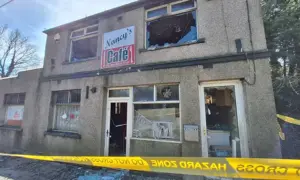 Nancy's Cafe pictured the day after the fire