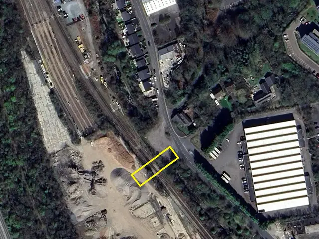 Aerial view of the railway line near Rhymney