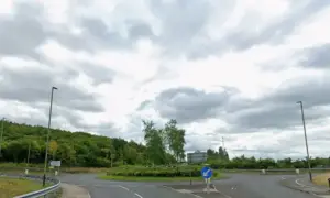 Children will be expected to cross this roundabout, at the junction of Angel Way and the A469, when walking from Aberbargoed to Heolddu Comprehensive School