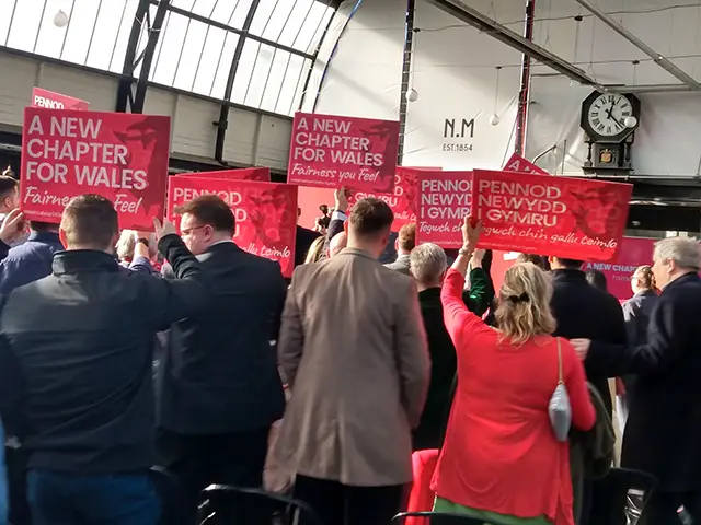 Welsh Labour supporters at the party's manifesto launch at Newport Market