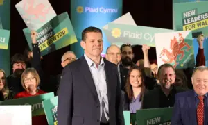 Rhun ap Iorwerth during Plaid Cymru's campaign launch at Bedwas Workmen's Hall