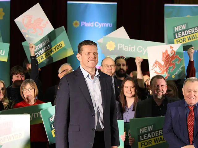 Rhun ap Iorwerth during Plaid Cymru's campaign launch at Bedwas Workmen's Hall