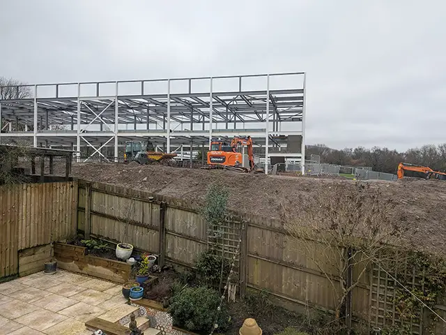 The new building at Plasyfelin Primary School, seen from a neighbouring home