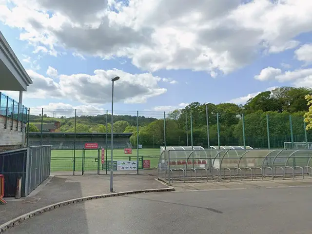 Proposed site of the new changing rooms at the Centre for Sporting Excellence, Ystrad Mynach, pictured in May 2023