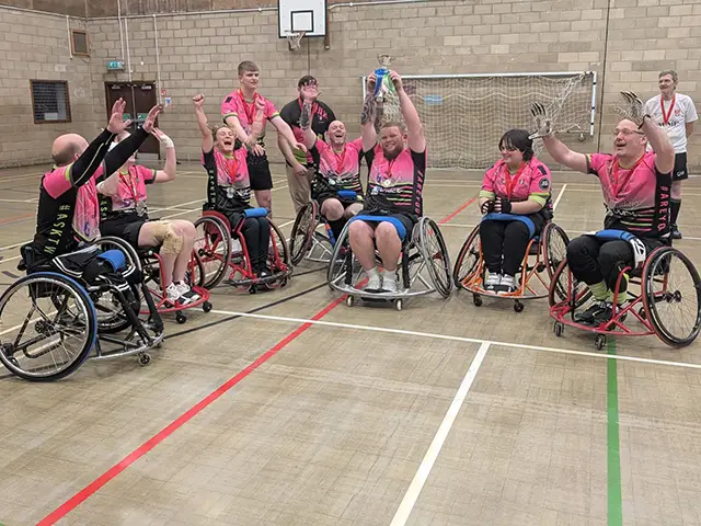 South Wales Jets celebrating winning the Wales Rugby League's Wheelchair League